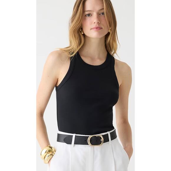 J.Crew | NWT Perfect-fit high-neck tank top in Black | Sz M - Picture 1 of 7
